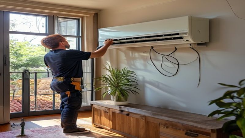 AI-impressie van airco plaatsen door een airco installateur