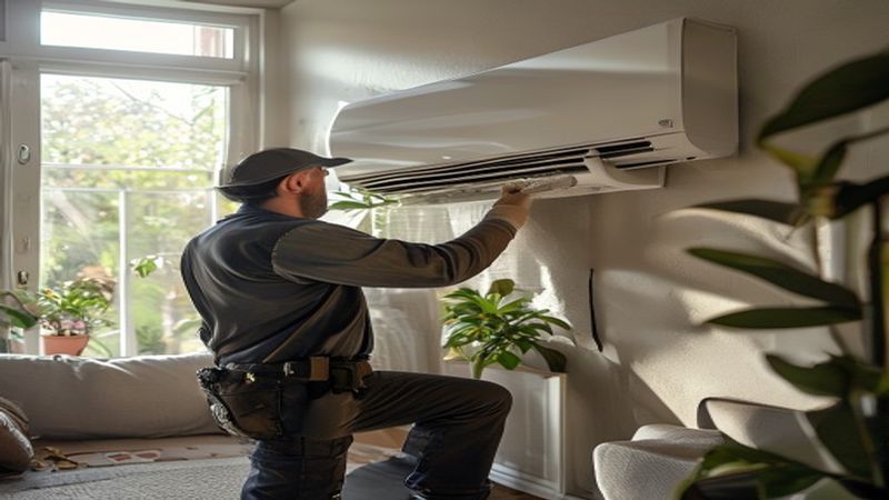 AI-impressie van koelmiddel check door een airco installateur