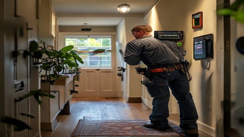AI-impressie van alarm op meldkamer aansluiten door een alarmsysteem installateur