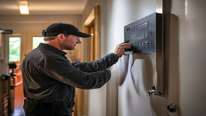 AI-impressie van bewegingssensoren plaatsen door een alarmsysteem installateur