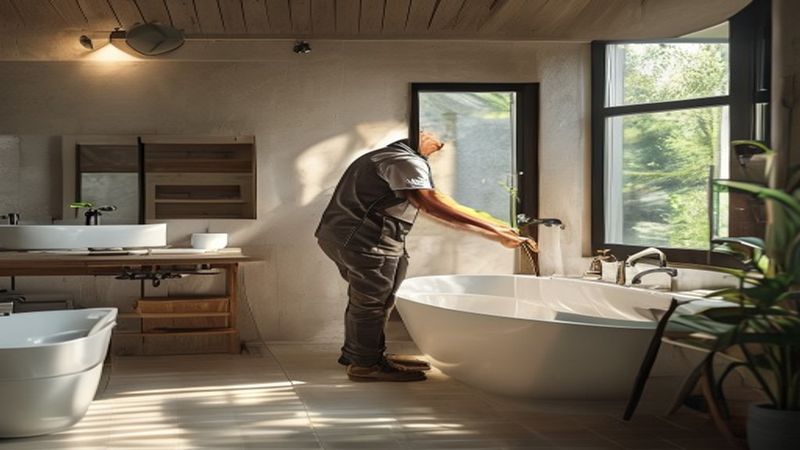 AI-impressie van badkamermeubel monteren door een badkamer specialist