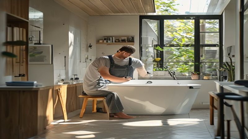 AI-impressie van spiegelkast monteren door een badkamer specialist