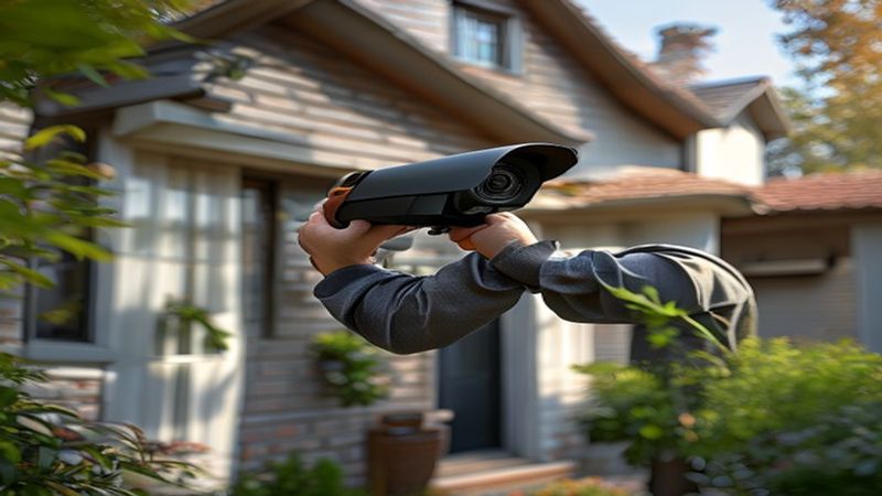 AI-impressie van bewakingscamera buiten door een camerabeveiliging