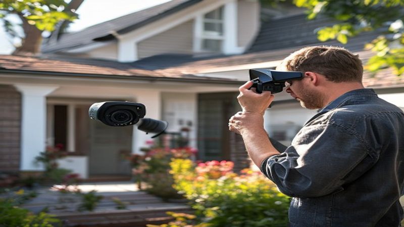 AI-impressie van camera op telefoon koppelen door een camerabeveiliging