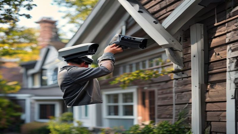 AI-impressie van camera ophangen door een camerabeveiliging