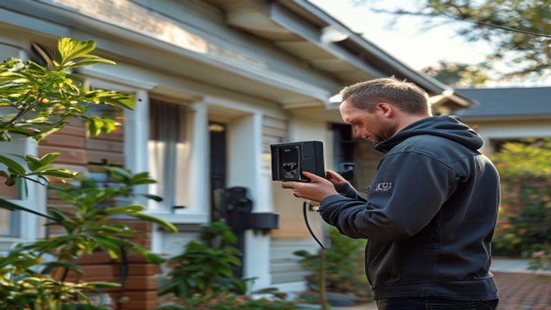 AI-impressie van recorder (nvr) plaatsen door een camerabeveiliging
