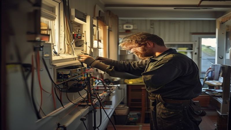 AI-impressie van bedrading vernieuwen door een elektricien