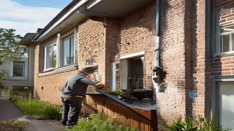 AI-impressie van voegwerk uithakken door een gevelspecialist