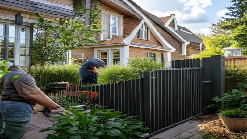 AI-impressie van draadgaas plaatsen door een hekwerk & poorten