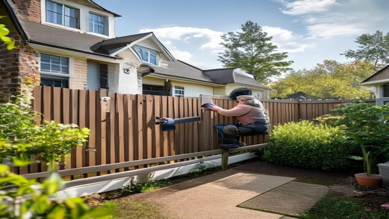 AI-impressie van schuttingplanken vervangen door een hekwerk & poorten