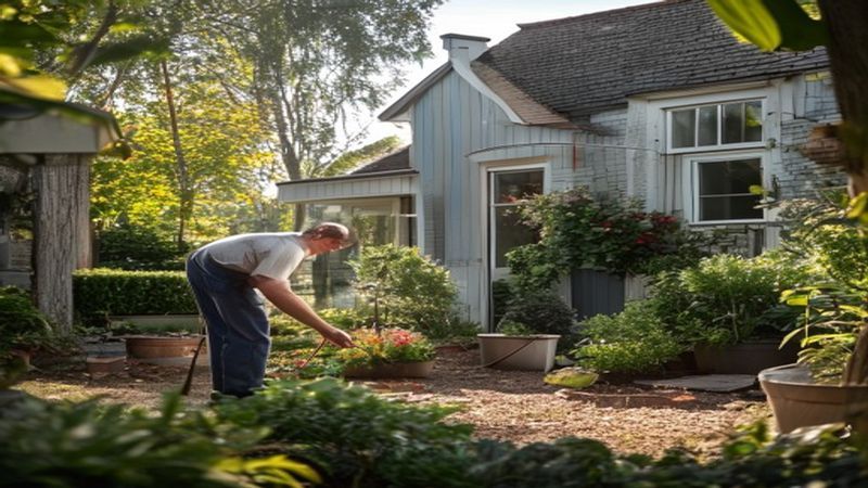 AI-impressie van tuinverlichting aanleggen door een hovenier