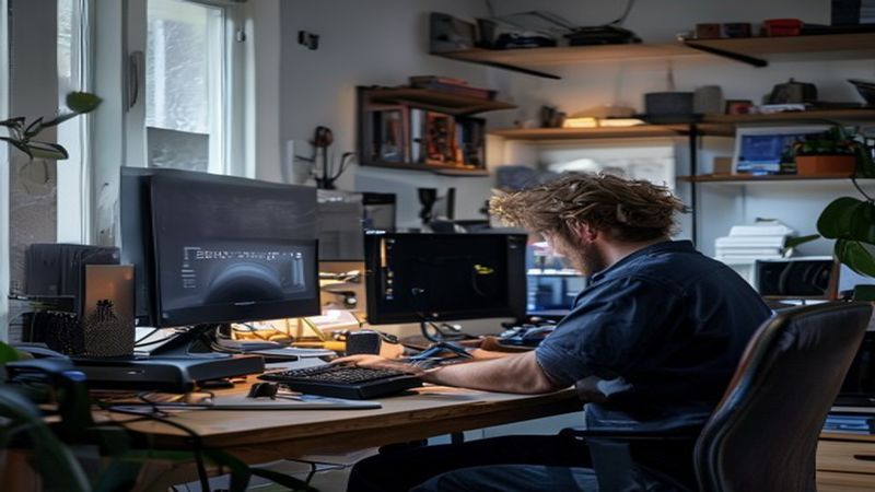 AI-impressie van smart-tv instellen door een ict specialist
