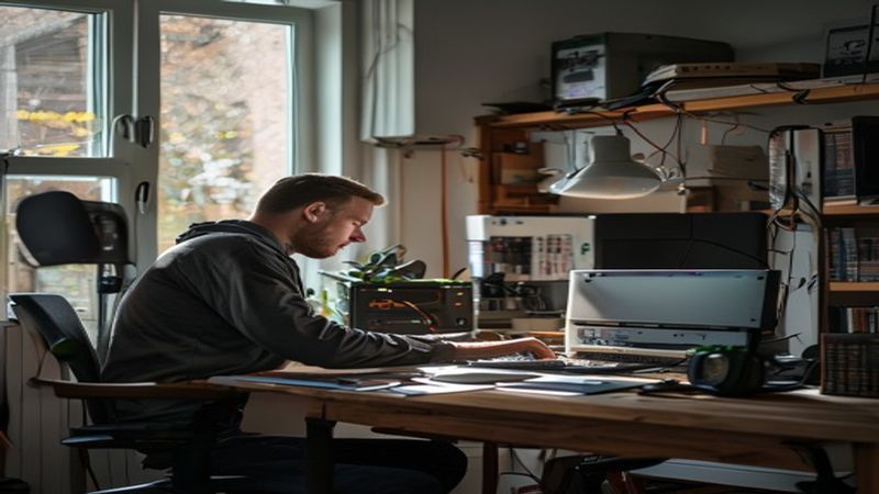 AI-impressie van software installeren door een ict specialist