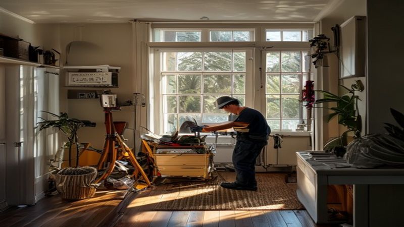 AI-impressie van vloerverwarming aanleggen door een installatiebedrijf