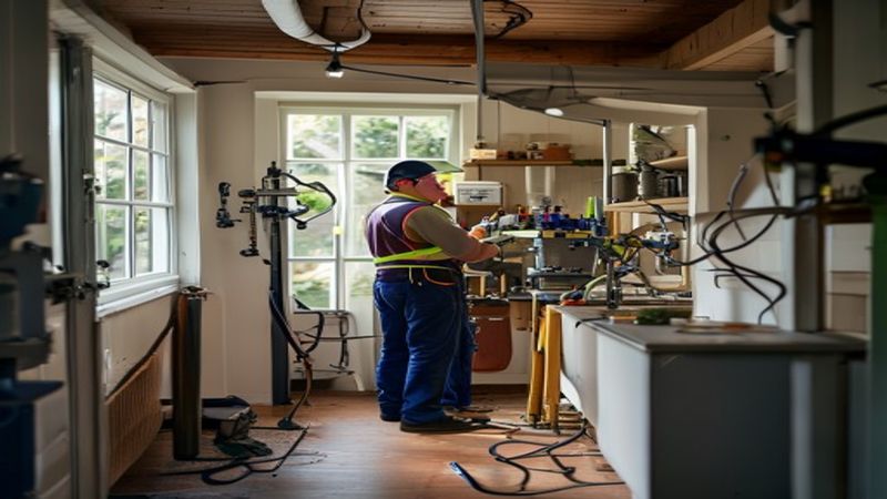 AI-impressie van water- en gasleidingen aanleggen door een installatiebedrijf