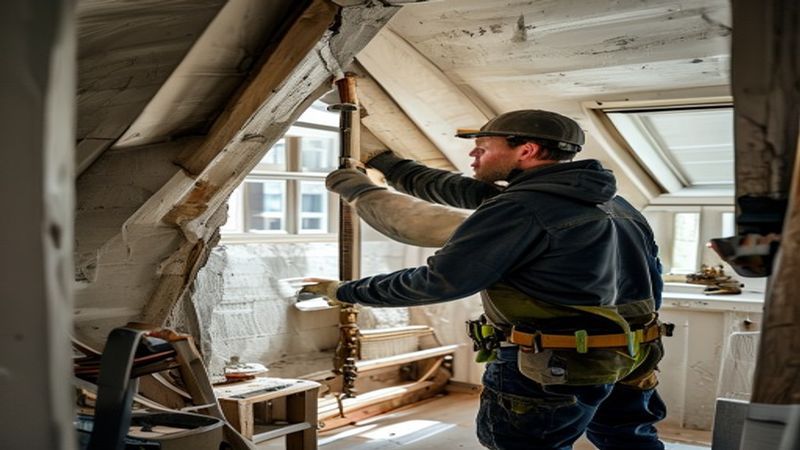 AI-impressie van glaswol aanbrengen door een isolatiebedrijf