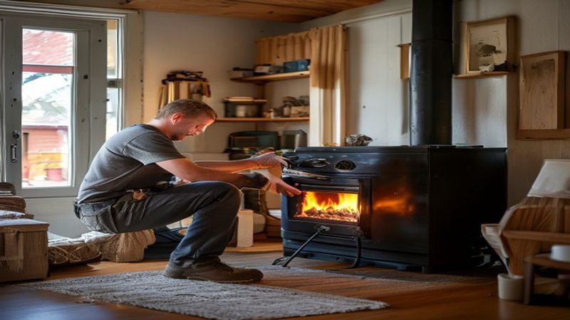 AI-impressie van sfeerhaard installeren door een kachel installateur