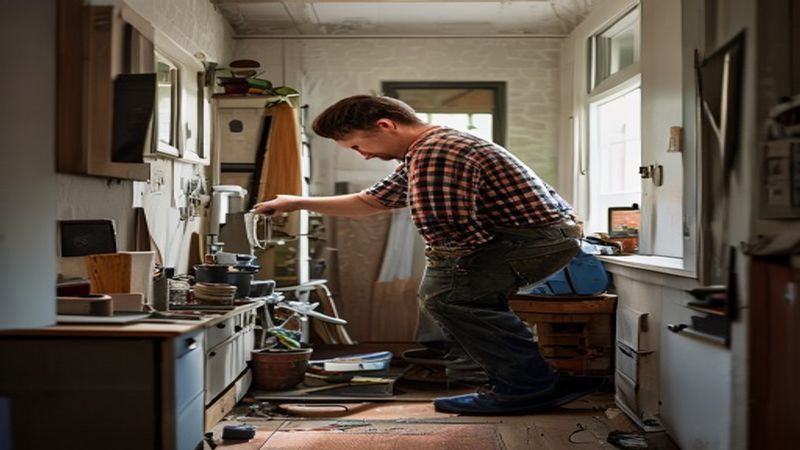 AI-impressie van meubel monteren door een klusser