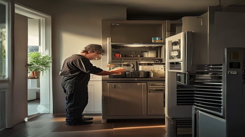 AI-impressie van compressor vervangen door een koeltechniek monteur