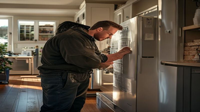 AI-impressie van koelcel plaatsen door een koeltechniek monteur