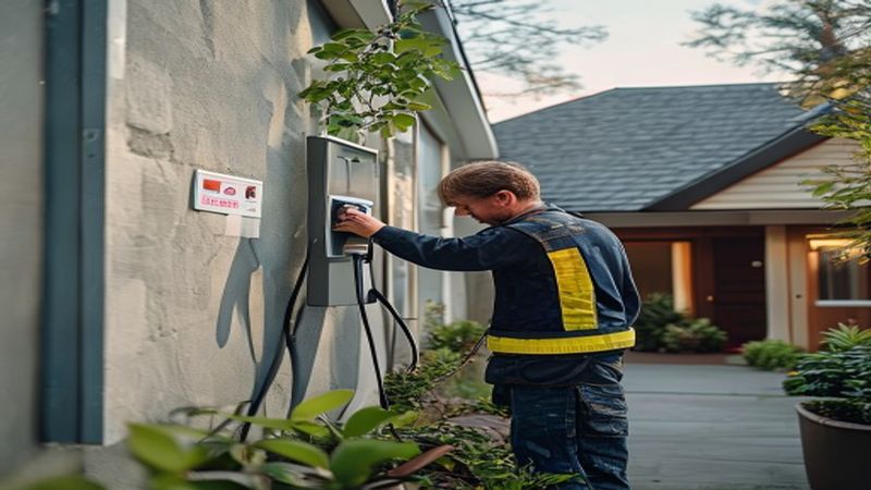 AI-impressie van laadpaal met app instellen door een laadpaal installateur