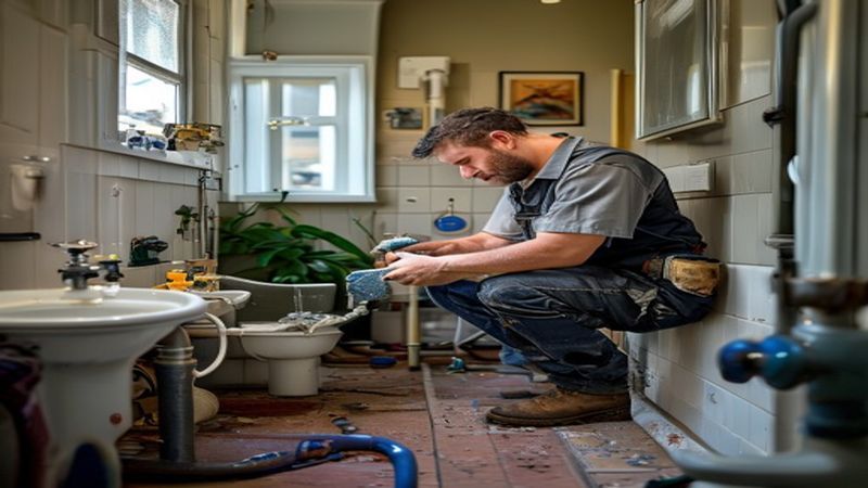 AI-impressie van buitenkraan plaatsen door een loodgieter