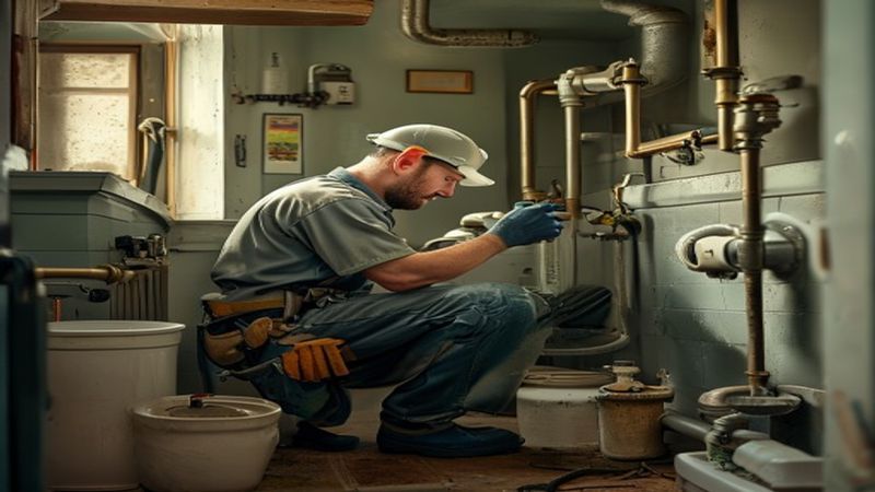 AI-impressie van waterleiding aanleggen door een loodgieter