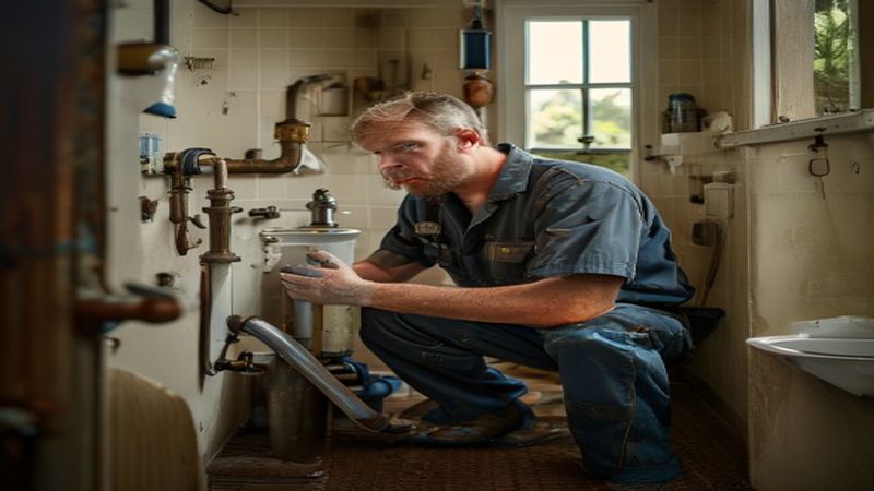 AI-impressie van wc-bril vervangen door een loodgieter