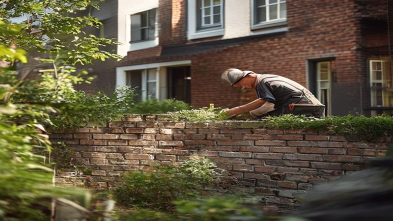 AI-impressie van siermetselwerk door een metselaar