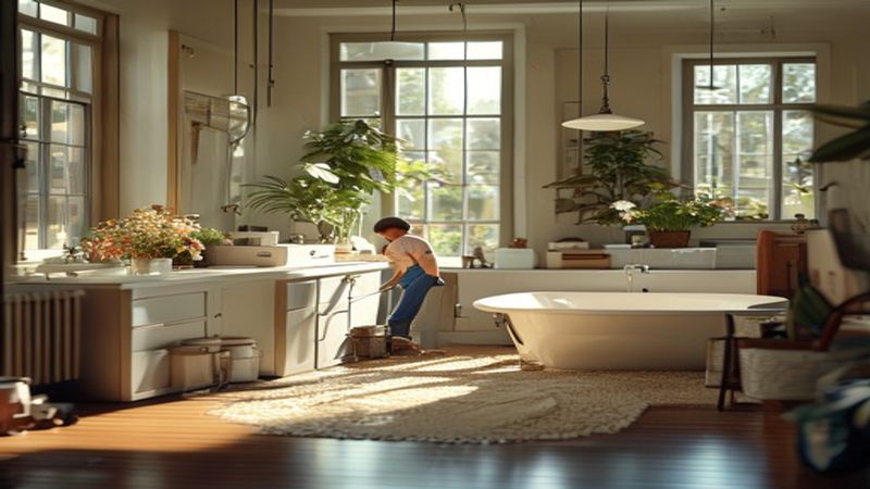 AI-impressie van badkamer dieptereiniging door een schoonmaakbedrijf