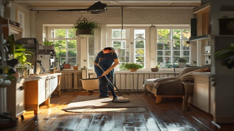 AI-impressie van bank reinigen door een schoonmaakbedrijf