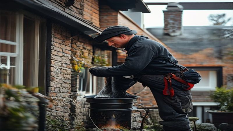 AI-impressie van schoorsteen waterdicht maken door een schoorsteenveger