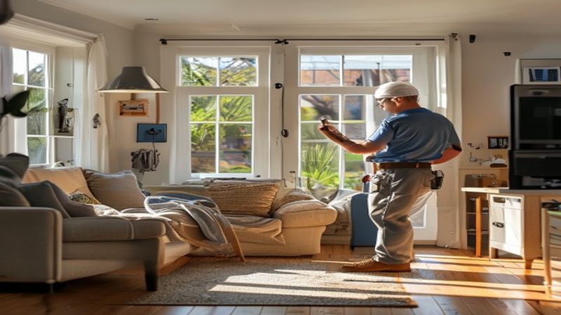 AI-impressie van slim slot installeren door een smart home specialist