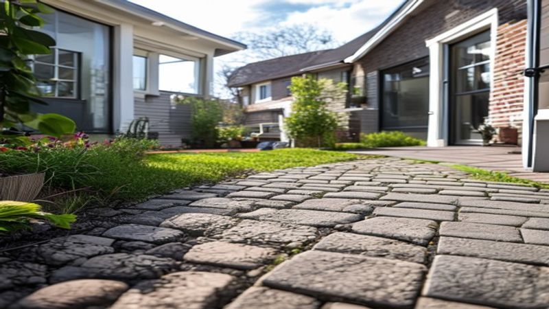 AI-impressie van oude bestrating verwijderen door een stratenmaker
