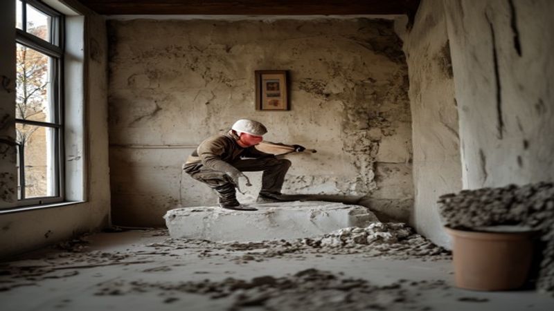 AI-impressie van betonlook wand door een stukadoor