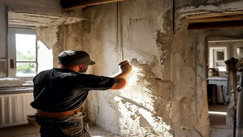 AI-impressie van plafond glad maken door een stukadoor