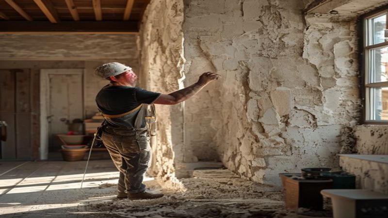 AI-impressie van pleisterwerk buiten door een stukadoor
