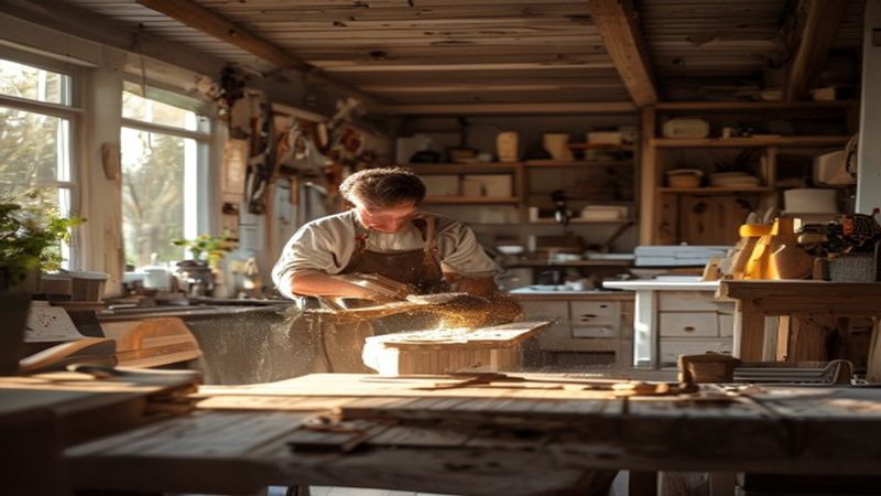 AI-impressie van schutting maken door een timmerman