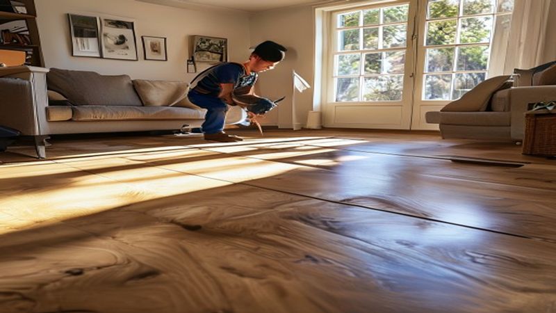AI-impressie van plinten plaatsen door een vloerspecialist