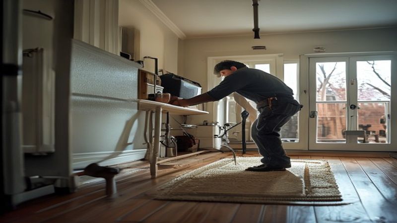 AI-impressie van aansluiten op cv door een vloerverwarming