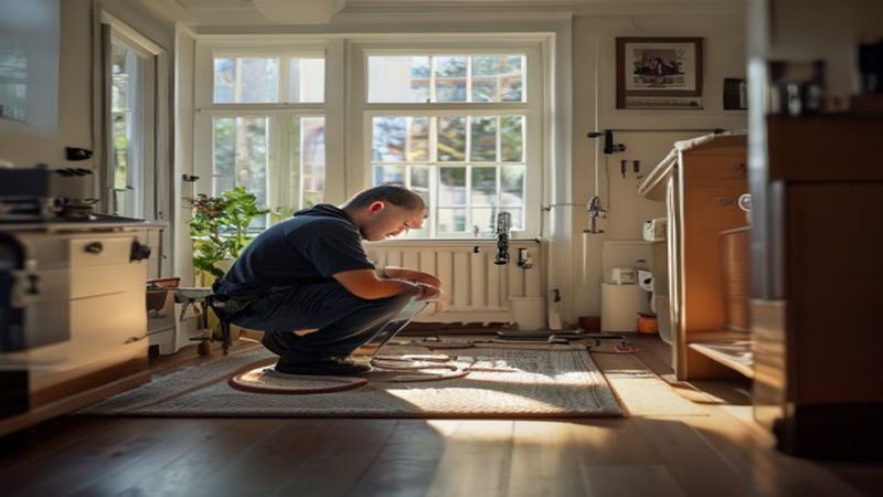 AI-impressie van vloerverwarming in badkamer door een vloerverwarming