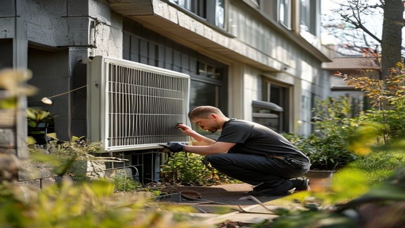 AI-impressie van geluidsklacht oplossen door een warmtepomp specialist