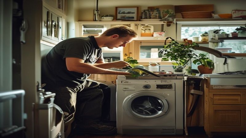 AI-impressie van vaatwasser repareren door een witgoed reparatie