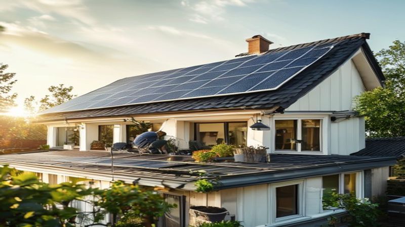 AI-impressie van panelen op plat dak door een zonnepanelen installateur