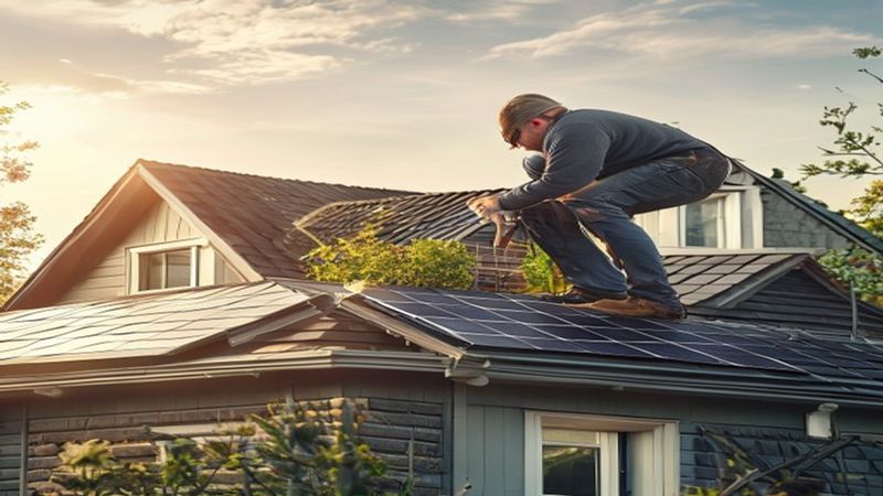 AI-impressie van panelen tijdelijk verwijderen door een zonnepanelen installateur